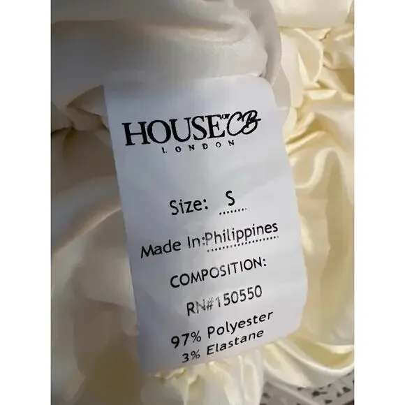 House of CB Giorgiana Ivory Satin Draped Mini Dress Size S Small - greenwatershopping.com House of CB Giorgiana Ivory Satin Draped Mini Dress Size S Small - greenwatershopping.com